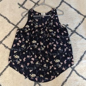 Navy, floral tank top